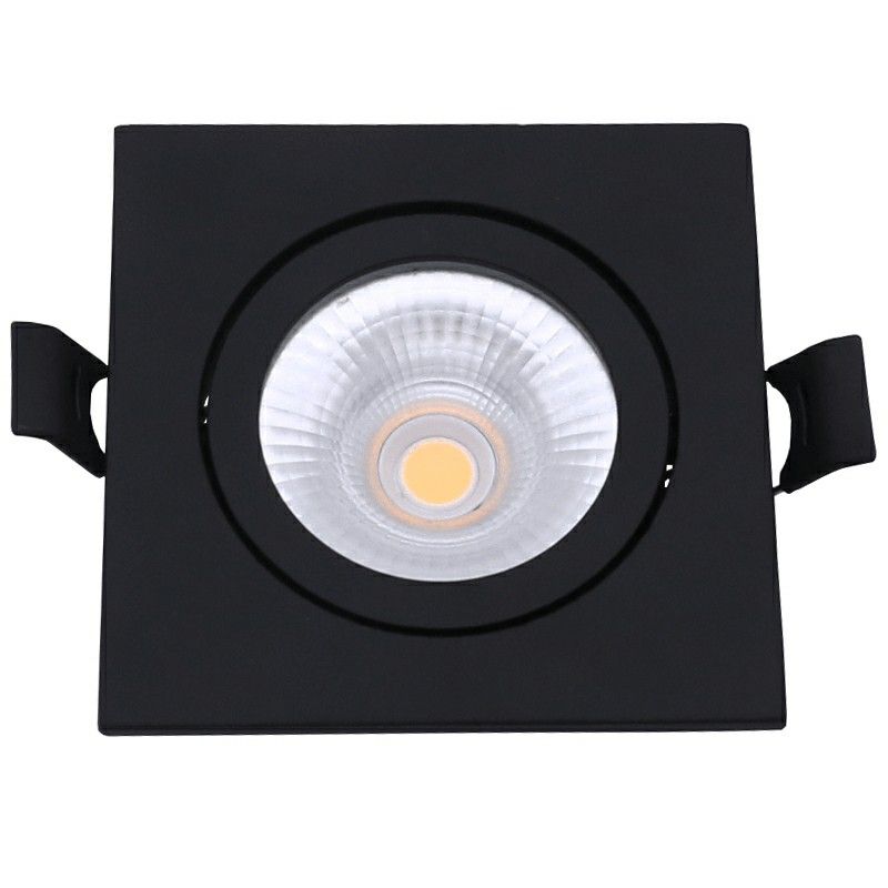 Luminária de embutir preta em alumínio, Loura, 6W, LED com interruptor branco, IP65