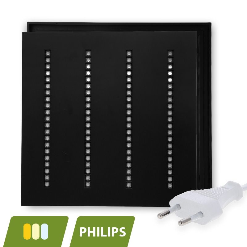 Painel LED preto com venezianas 60x60 - 30W - interruptor branco - UGR <16 Painel LED preto com venezianas 60x60 - 30W - interruptor branco - UGR <16