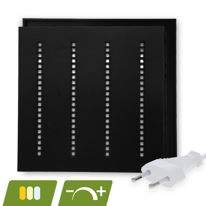 Painel LED preto com veneziana 60x60 - 30W - interruptor branco - regulável - UGR <16 Painel LED preto com veneziana 60x60 - 30W - interruptor branco - regulável - UGR <16
