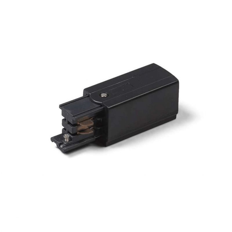 Conector de alimentação para iluminação de trilho trifásica, esquerdo, preto, Pro