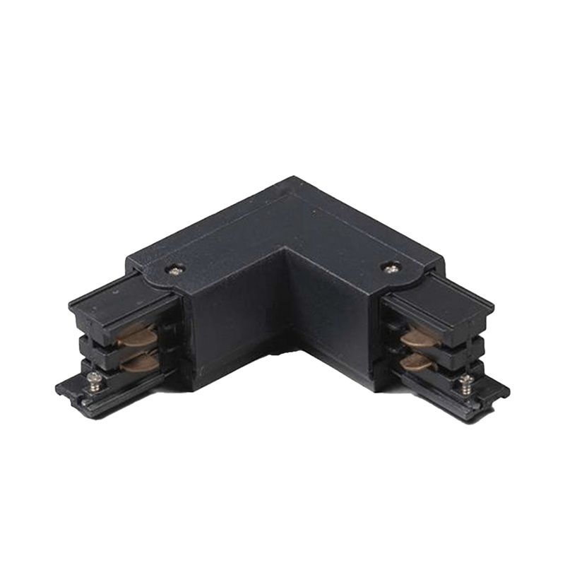 Conector em L interno para iluminação de trilho trifásica, preto, Pro