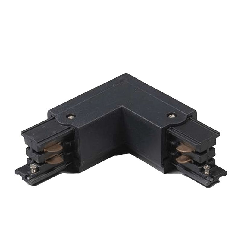 Conector externo em formato de L para iluminação de trilho trifásica, preto, Pro