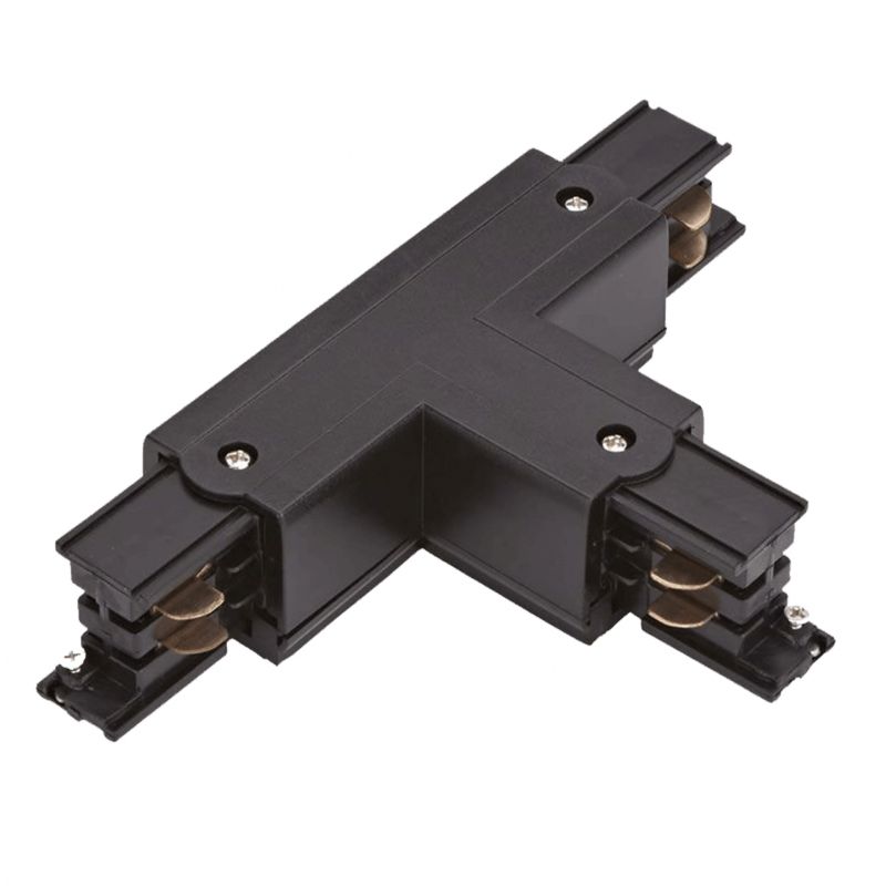 Conector em T para iluminação de trilho trifásica, lado direito 2, preto, Pro