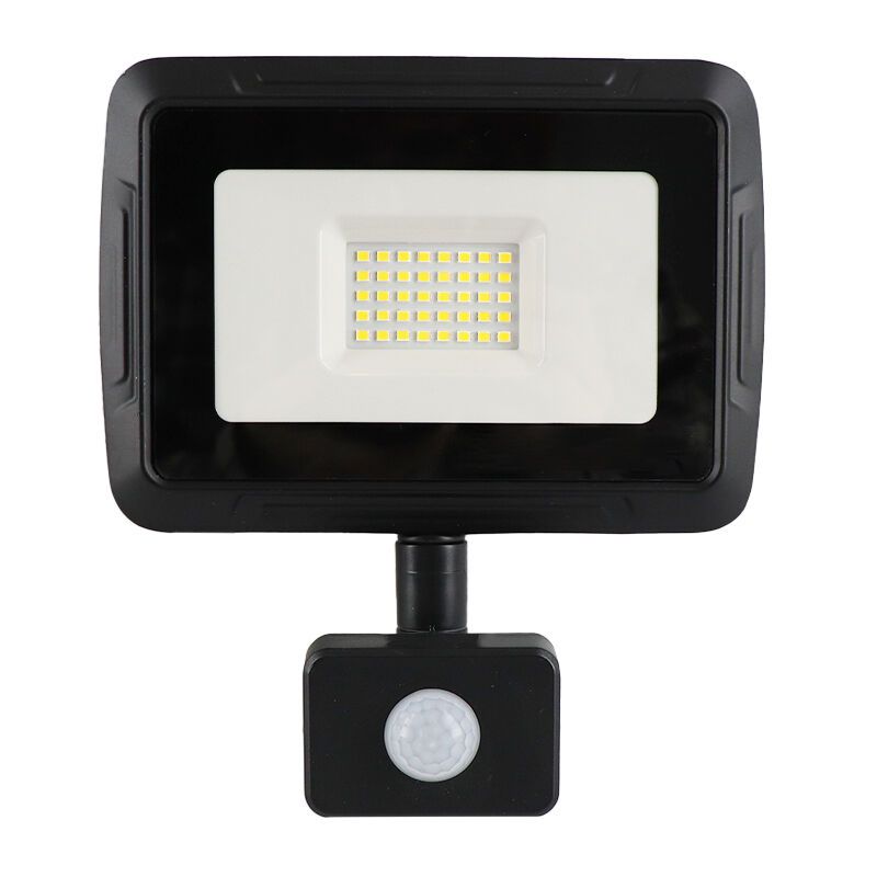 Holofote com sensor de movimento preto de alumínio, Miro, 30W, LED 6000K, IP65