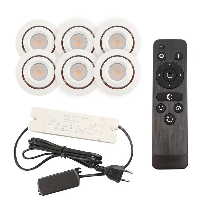 Foco de encastrar de veranda de alumínio branco, Rona, 3W, LED 2700K, IP44, com comando à distância