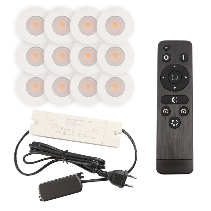 Foco de encastrar de veranda de alumínio branco, Dico, 3W, LED 2700K, IP65, com comando à distância