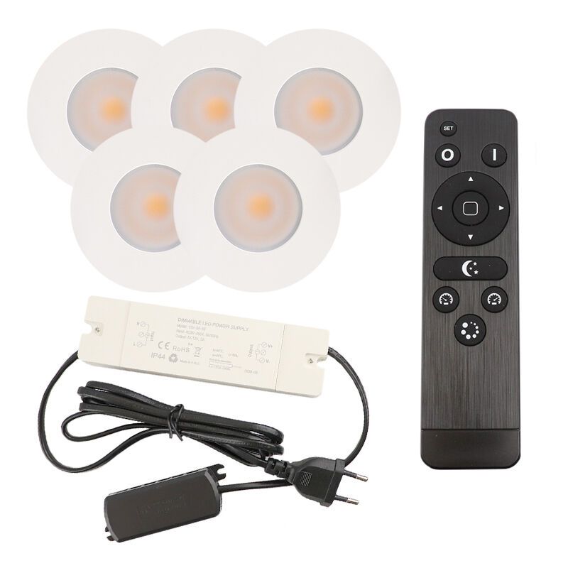 Foco de encastrar de veranda de alumínio branco, Dico, 3W, LED 2700K, IP65, com comando à distância