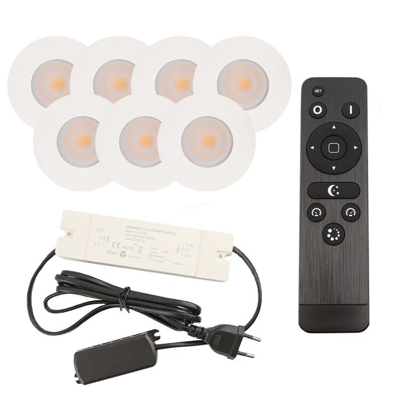 Foco de encastrar de veranda de alumínio branco, Dico, 3W, LED 2700K, IP65, com comando à distância