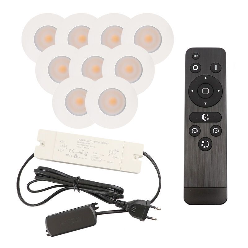 Foco de encastrar de veranda de alumínio branco, Dico, 3W, LED 2700K, IP65, com comando à distância