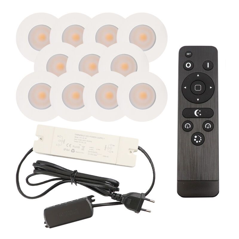 Foco de encastrar de veranda de alumínio branco, Dico, 3W, LED 2700K, IP65, com comando à distância