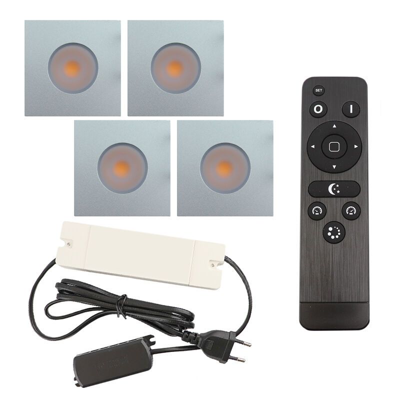 Foco de encastrar de veranda de alumínio cromo, Dico, 12W, LED 2700K, IP65, com comando à distância
