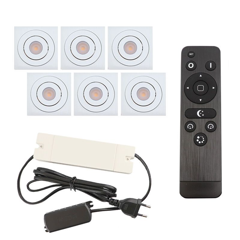 Foco de encastrar de veranda de alumínio branco, Rona, 18W, LED 2700K, IP44, com comando à distância
