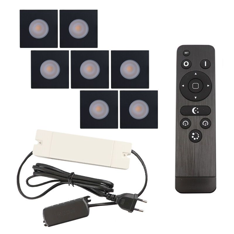 Foco de encastrar de veranda de alumínio preto, Dico, 21W, LED 2700K, IP65, com comando à distância