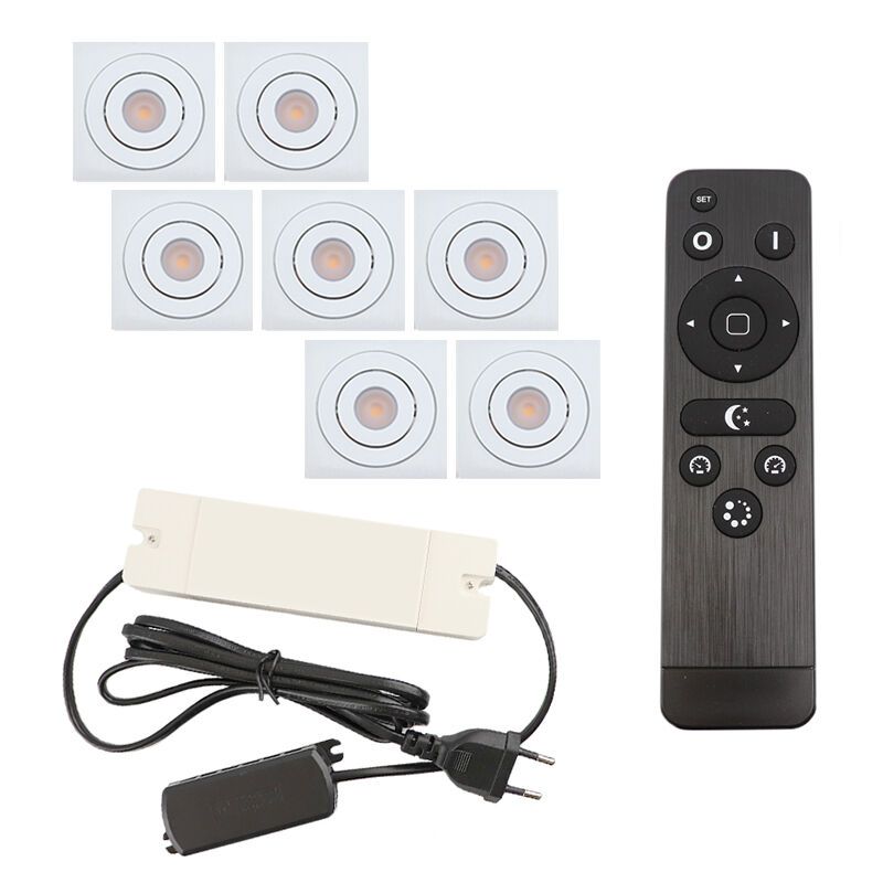 Foco de encastrar de veranda de alumínio branco, Rona, 21W, LED 2700K, IP44, com comando à distância