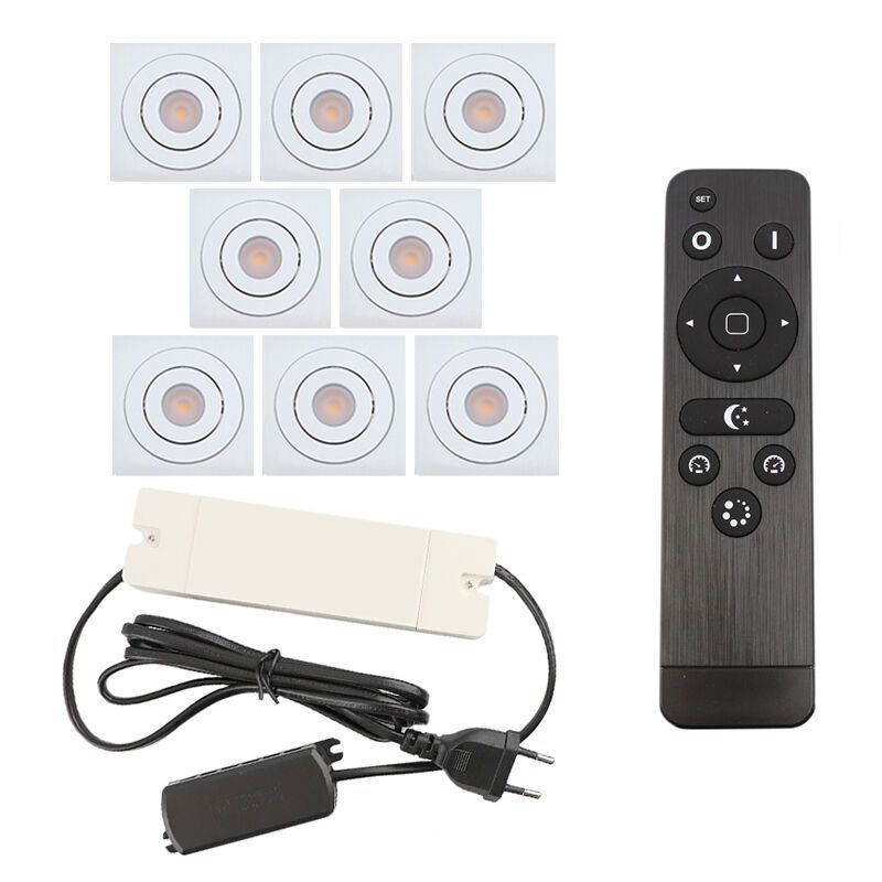 Foco de encastrar de veranda de alumínio branco, Rona, 24W, LED 2700K, IP44, com comando à distância