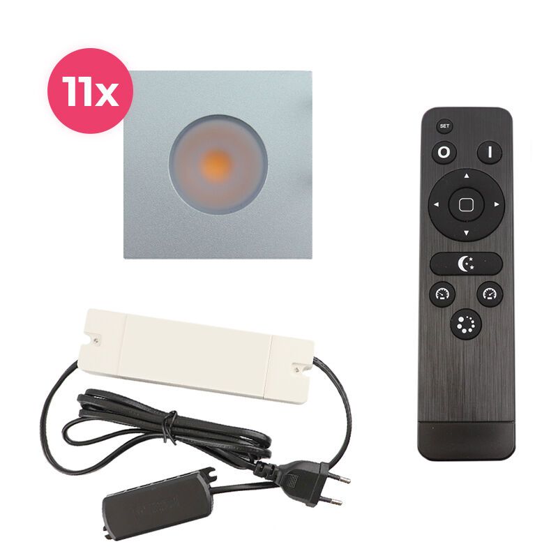 Foco de encastrar de veranda de alumínio cromo, Dico, 33W, LED 2700K, IP65, com comando à distância