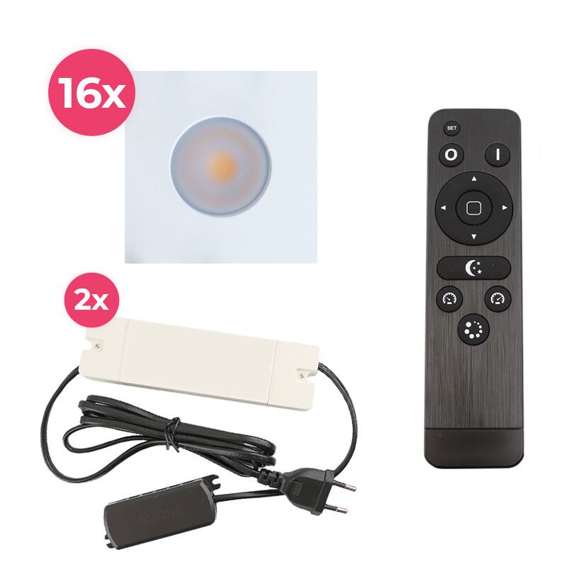 Foco de encastrar de veranda de alumínio branco, Dico, 48W, LED 2700K, IP65, com comando à distância