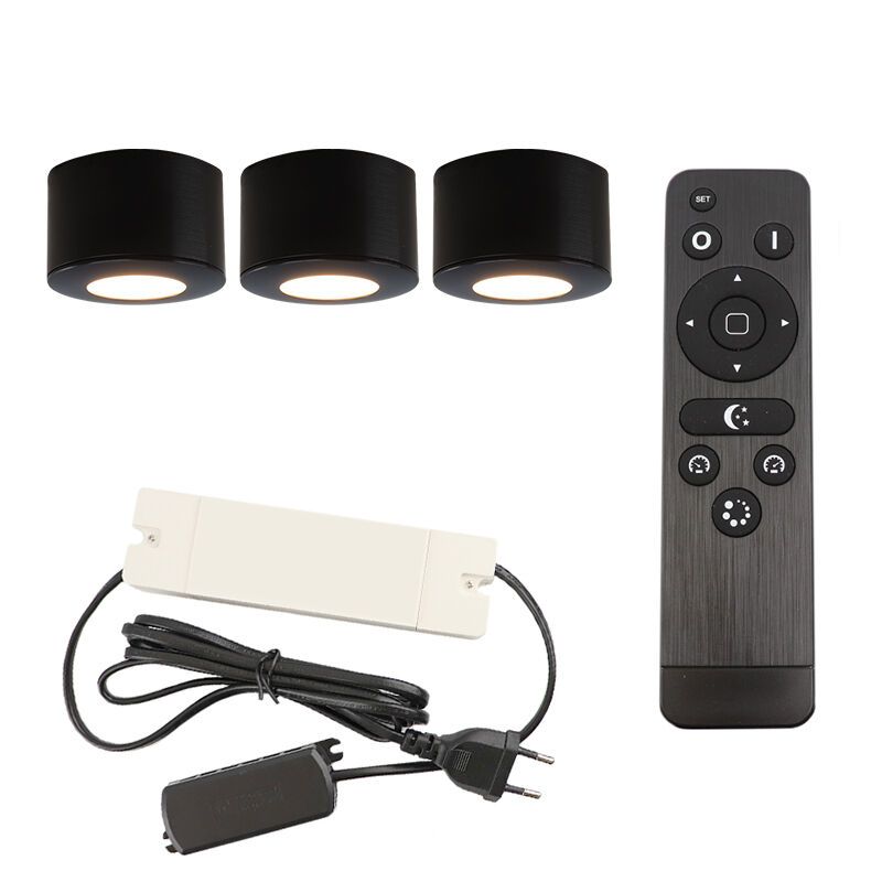 Aplique de teto de veranda de alumínio preto, Vasso, 9W, LED 2700K, IP44, com comando à distância