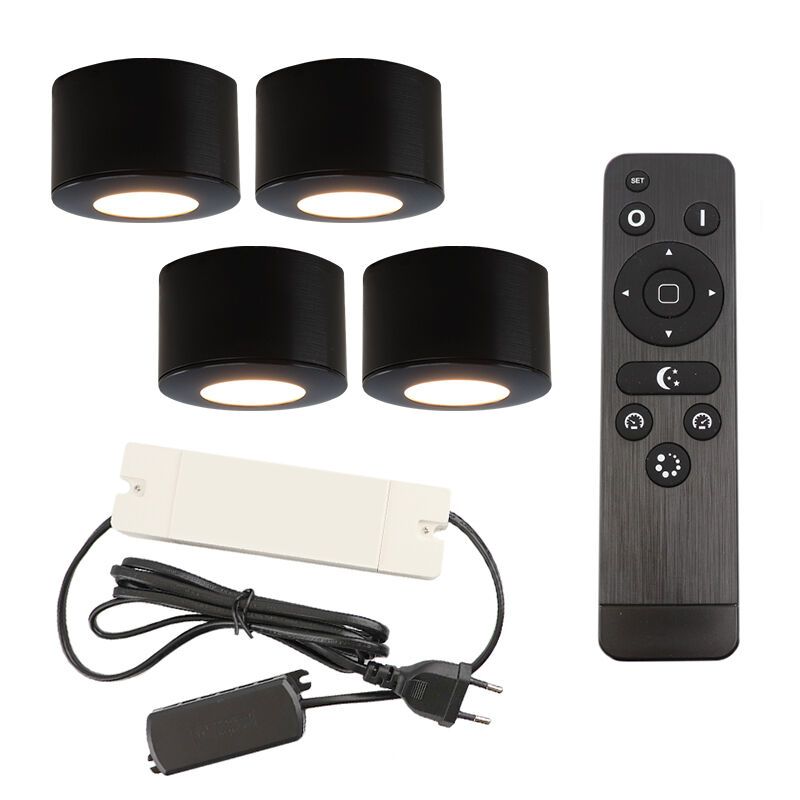 Aplique de teto de veranda de alumínio preto, Vasso, 12W, LED 2700K, IP44, com comando à distância