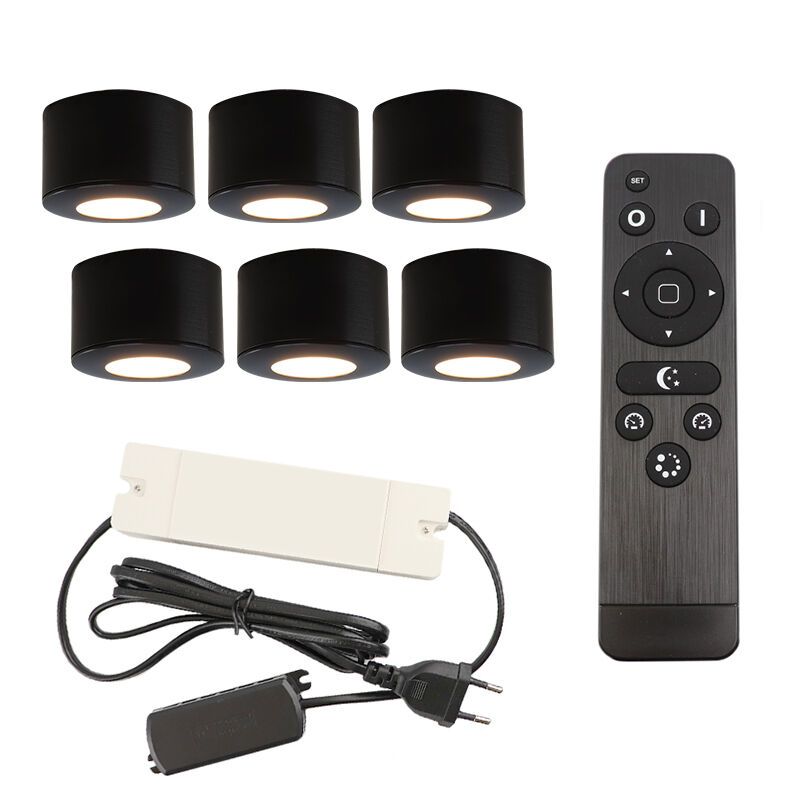 Aplique de teto de veranda de alumínio preto, Vasso, 18W, LED 2700K, IP44, com comando à distância Aplique de teto de veranda de alumínio preto, Vasso, 18W, LED 2700K, IP44, com comando à distância