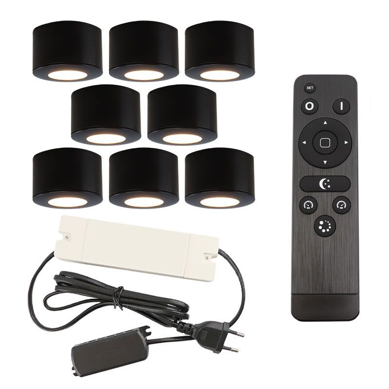 Aplique de teto de veranda de alumínio preto, Vasso, 24W, LED 2700K, IP44, com comando à distância