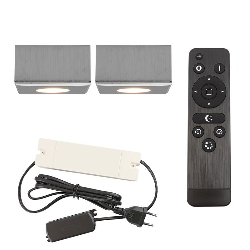 Aplique de teto de veranda de alumínio cromo, Fredo, 6W, LED 2700K, IP44, com comando à distância