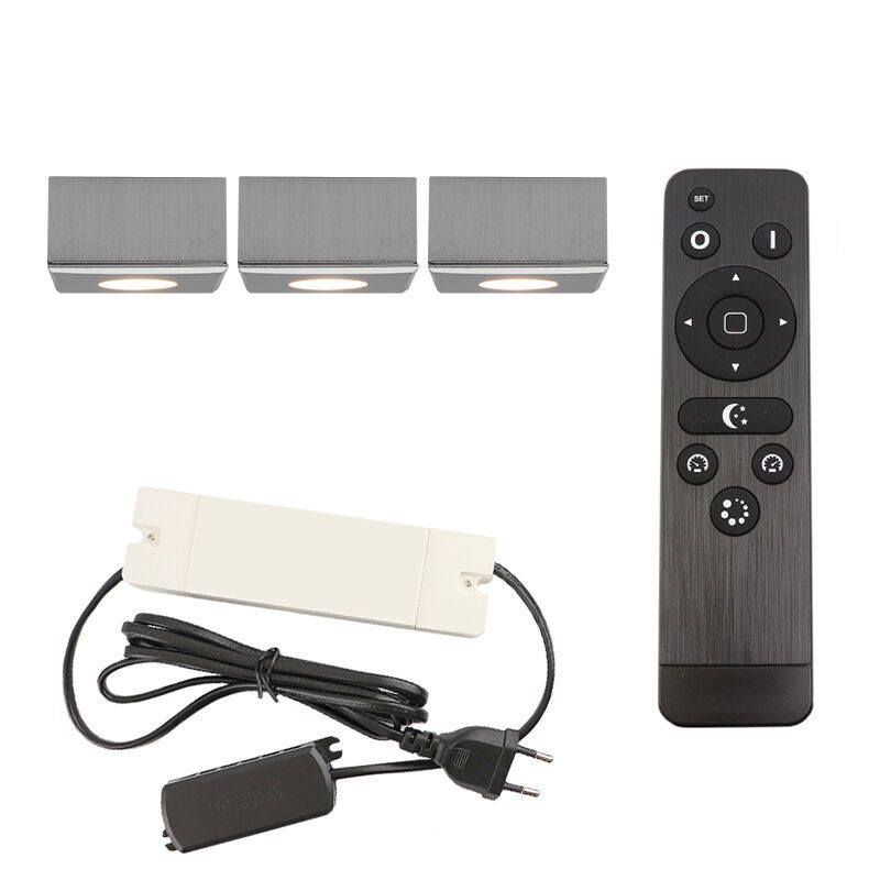 Aplique de teto de veranda de alumínio cromo, Fredo, 9W, LED 2700K, IP44, com comando à distância Aplique de teto de veranda de alumínio cromo, Fredo, 9W, LED 2700K, IP44, com comando à distância