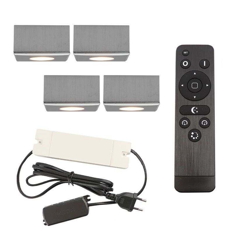 Aplique de teto de veranda de alumínio cromo, Fredo, 12W, LED 2700K, IP44, com comando à distância