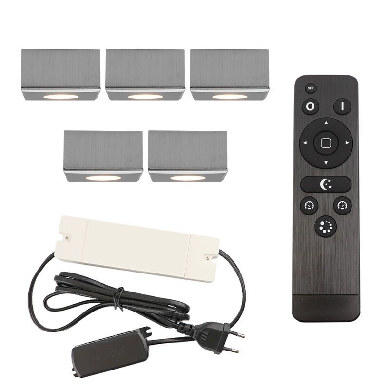 Aplique de teto de veranda de alumínio cromo, Fredo, 15W, LED 2700K, IP44, com comando à distância