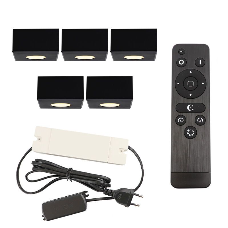 Aplique de teto de veranda de alumínio preto, Fredo, 15W, LED 2700K, IP44, com comando à distância