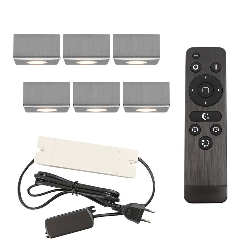 Aplique de teto de veranda de alumínio cromo, Fredo, 18W, LED 2700K, IP44, com comando à distância Aplique de teto de veranda de alumínio cromo, Fredo, 18W, LED 2700K, IP44, com comando à distância