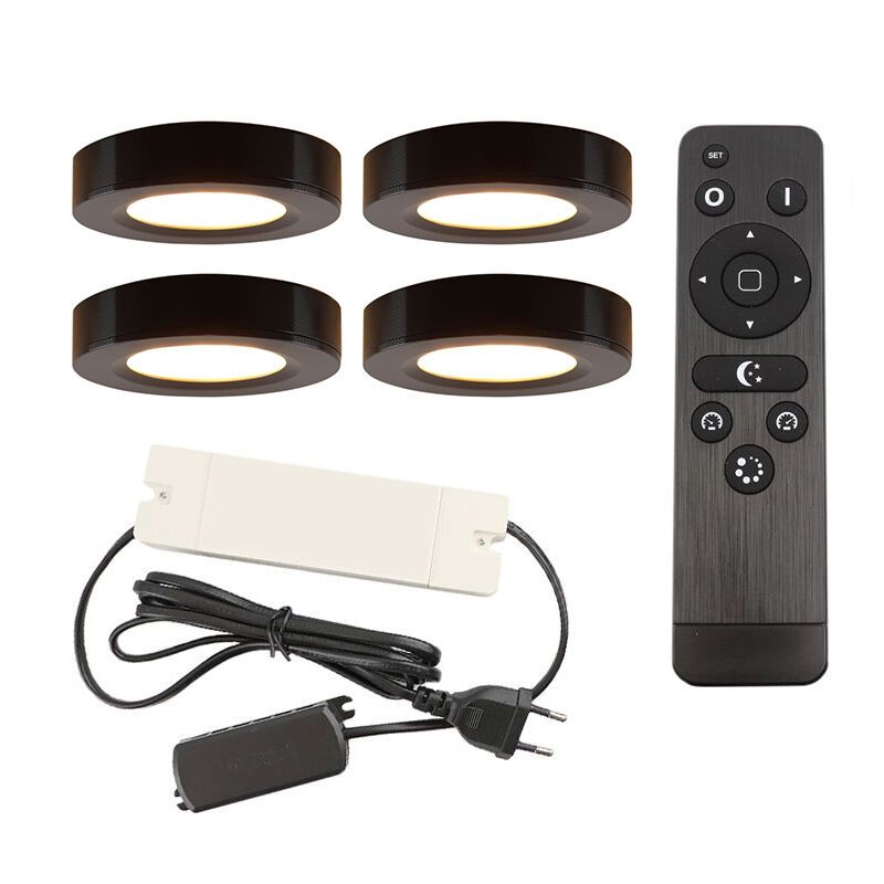 Régua LED cozinha de alumínio preta, Sana, 3W, LED 2700K, com comando à distância