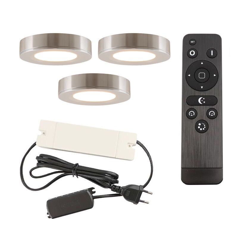 Régua LED cozinha de alumínio prateada, Sana, 3,3W, LED 2700K, com comando à distância Régua LED cozinha de alumínio prateada, Sana, 3,3W, LED 2700K, com comando à distância