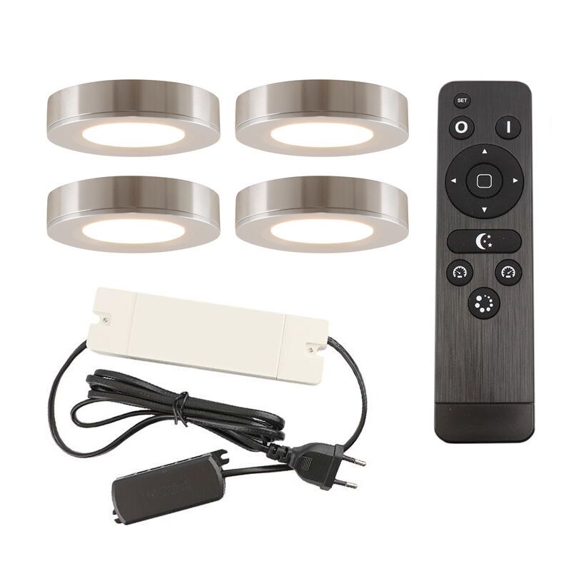 Régua LED cozinha de alumínio prateada, Sana, 3,3W, LED 2700K, com comando à distância