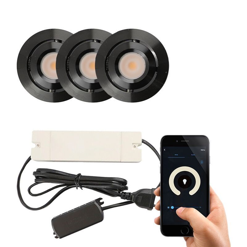 Foco de encastrar de veranda de alumínio preto, Rona, 3W, LED 2700K, IP44