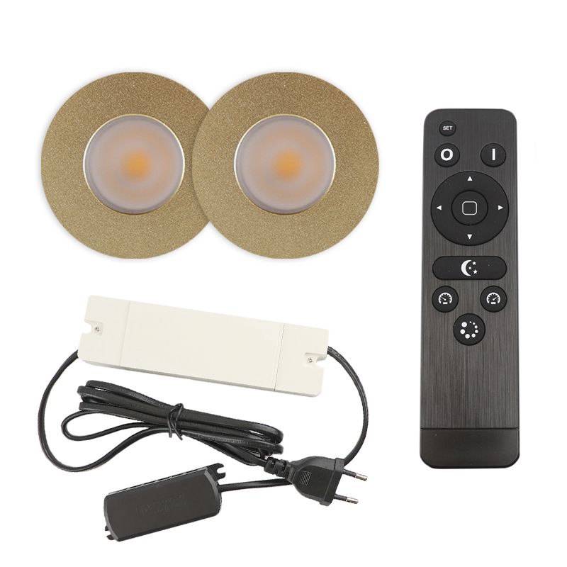 Foco de encastrar de veranda de alumínio latão, Dico, 3W, LED 2700K, IP65, com comando à distância
