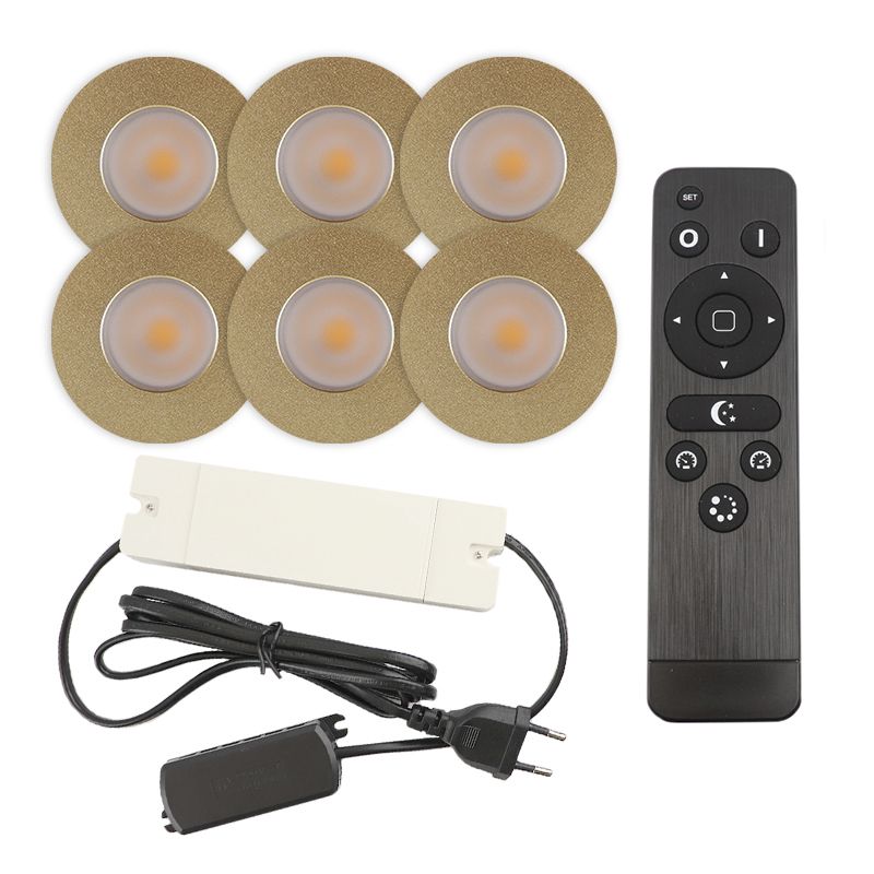 Foco de encastrar de veranda de alumínio latão, Dico, 3W, LED 2700K, IP65, com comando à distância