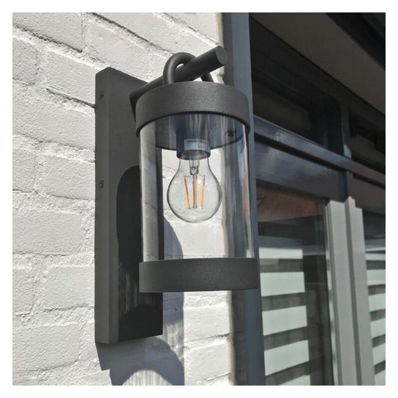 Candeeiro de parede exterior com sensor crepuscular rústico antracite, Sambesi, IP44
