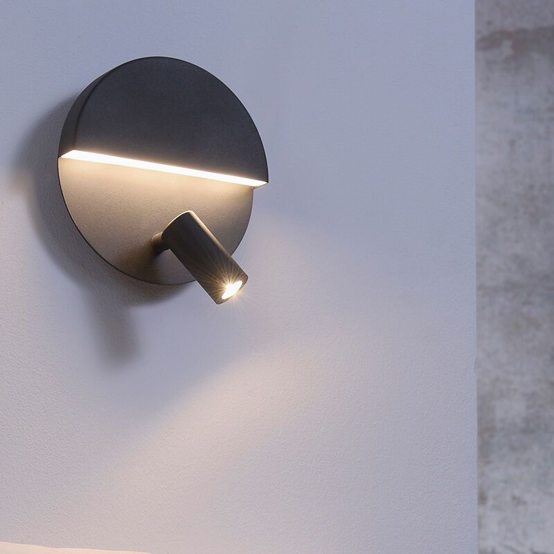 Aplique de parede design preto, Solo, 6W, LED 3000K, com interruptor Aplique de parede design preto, Solo, 6W, LED 3000K, com interruptor