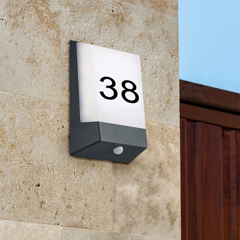 Candeeiro de parede exterior com sensor crepuscular moderno preto, Bernadette, 9W, LED 3000K, IP54