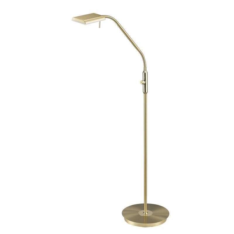 Candeeiro de pé moderno latão, Robin, 12W, LED 3000K, com dimmer tátil