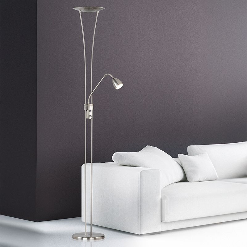 Candeeiro de pé clássico níquel, Stijn, 20W, LED 3000K, com interruptor