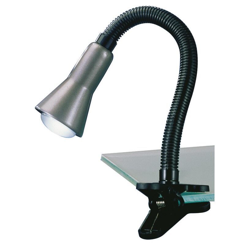 Foco com mola de plástico cinzento, Helin, com interruptor Foco com mola de plástico cinzento, Helin, com interruptor