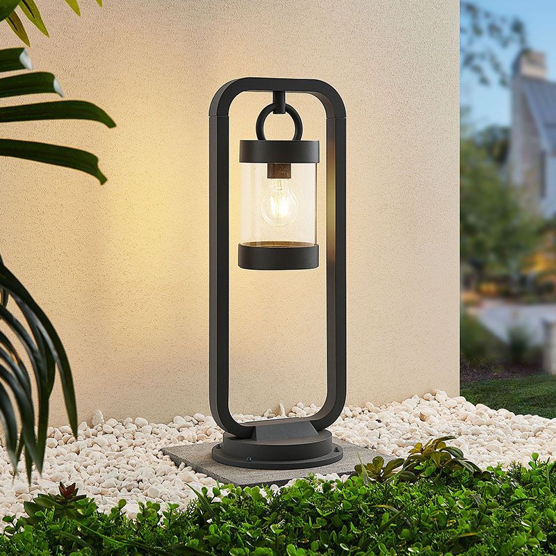 Candeeiro de pé exterior com sensor crepuscular moderno antracite, Sambesi, IP44