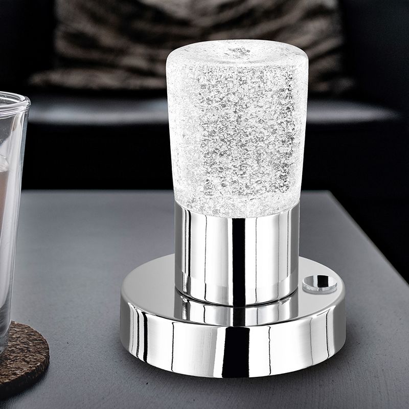 Candeeiro de mesa clássico cromo, Merle, 4,3W, LED 3000K, com interruptor