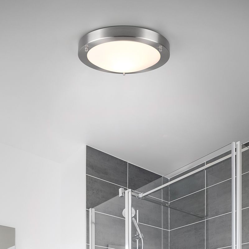Candeeiro de teto para casa de banho de vidro níquel, Hadleigh, IP44