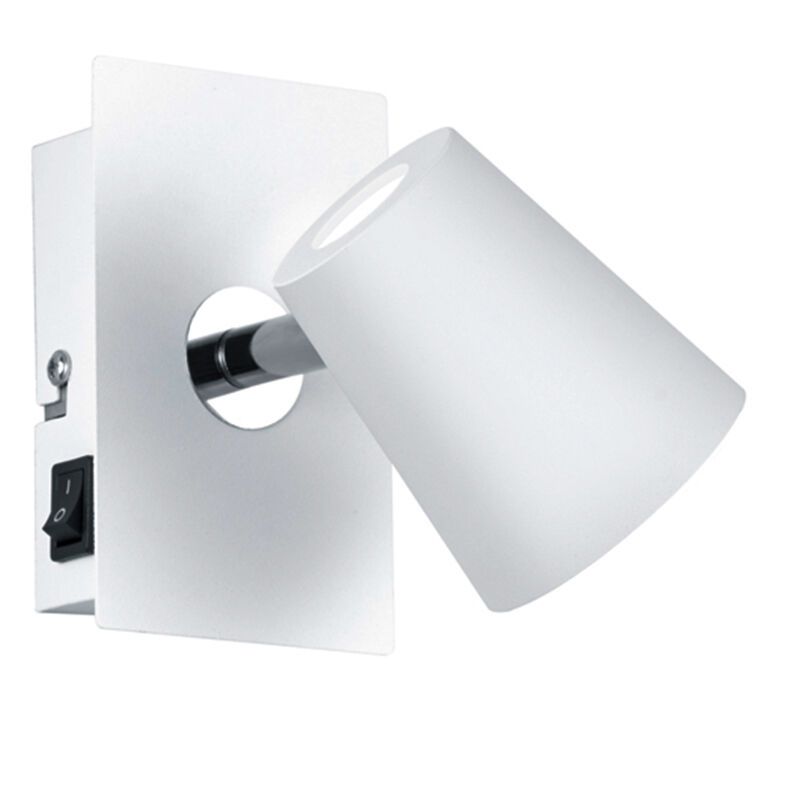 Foco de parede de vidro branco, Laysha, 6W, LED 3000K, com interruptor