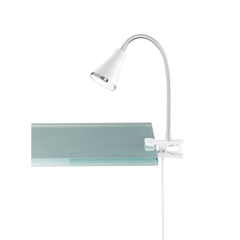 Foco com mola de plástico branco, Taimi, 3,8W, LED 3000K, com interruptor Foco com mola de plástico branco, Taimi, 3,8W, LED 3000K, com interruptor