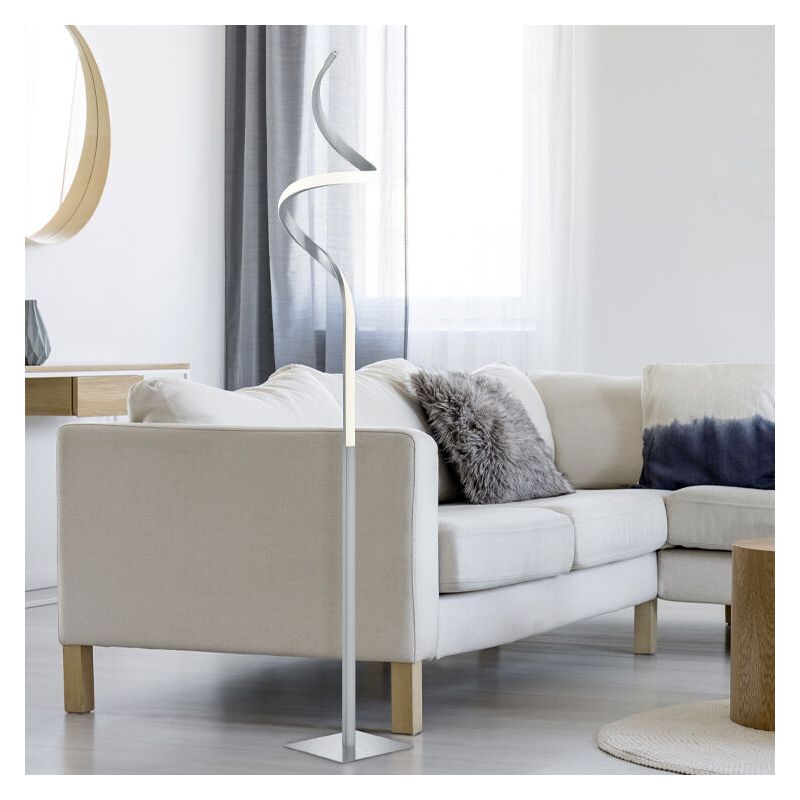 Candeeiro de pé moderno níquel, Aby, 11W, LED 3000K, com dimmer tátil