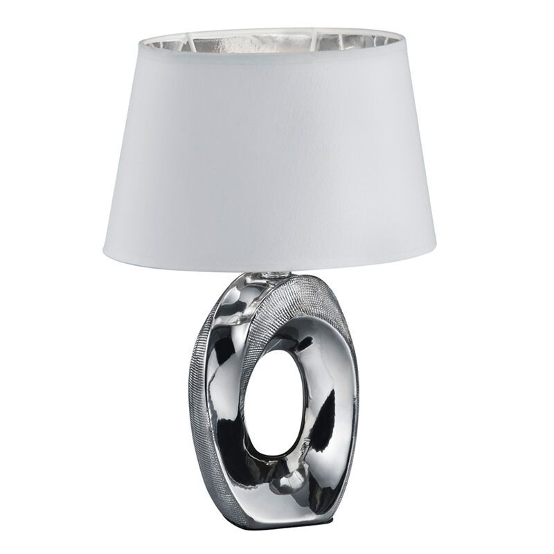 Candeeiro de mesa de cerâmica prateado, Moldrup, com interruptor
